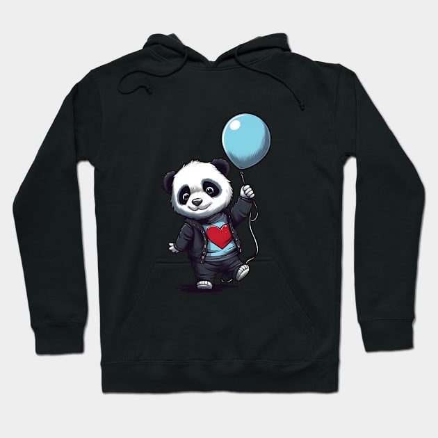 Little Baby Panda with Balloon Hoodie by DavidLoblaw